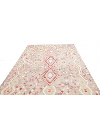 Tappeto Kilim Afghanistan bianco rosso 203x301
