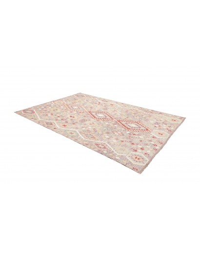Tappeto Kilim Afghanistan bianco rosso 203x301