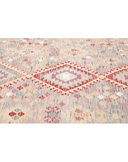 Tappeto Kilim Afghanistan bianco rosso 203x301