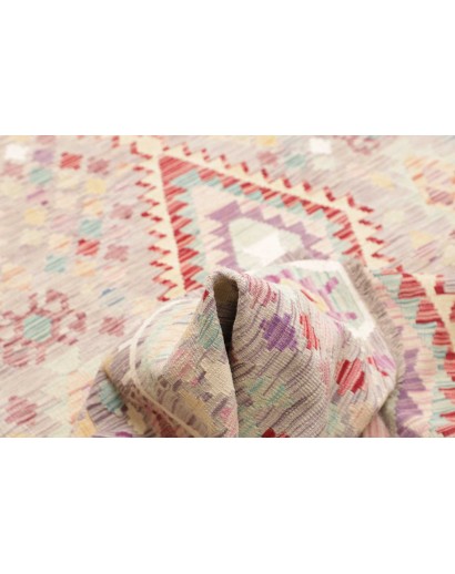 Tappeto Kilim Afghanistan bianco rosso 203x301