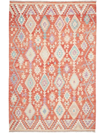 Tappeto Kilim Afghanistan beige rosso 200x300