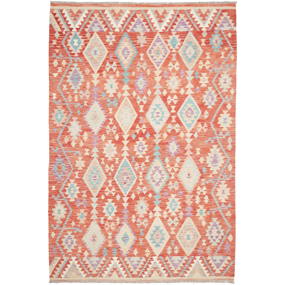 Tappeto Kilim Afghanistan beige rosso 200x300