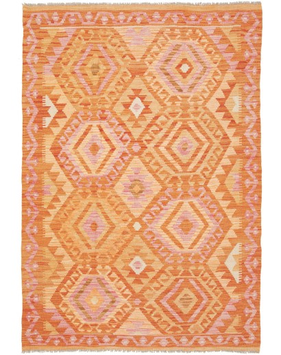 Tappeto Kilim Afghanistan arancione marrone 125x183
