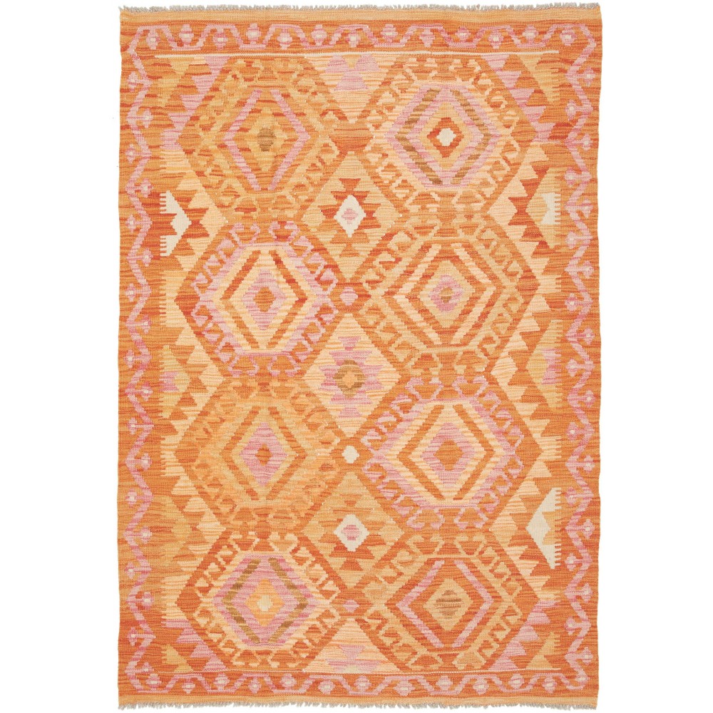 Tappeto Kilim Afghanistan arancione marrone 125x183