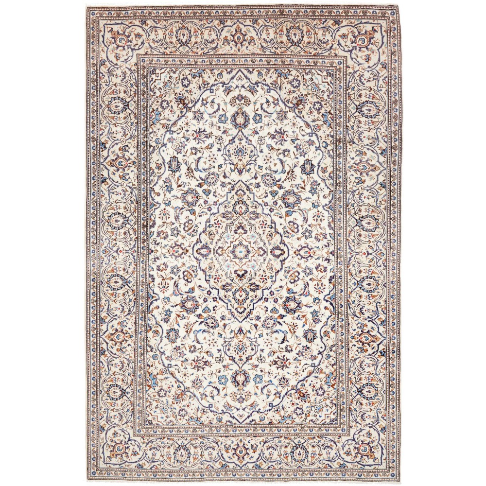 Tappeto Kashan Persia bianco grigio 195x302