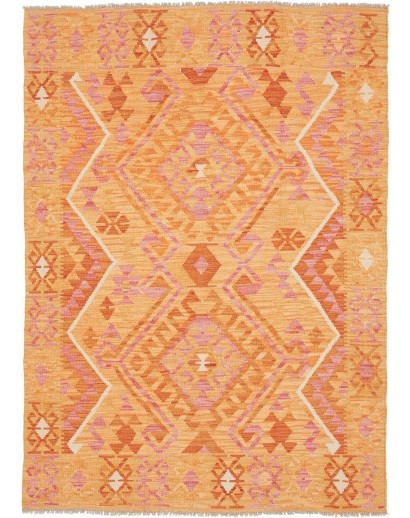 Tappeto Kilim Afghanistan arancione marrone 129x181