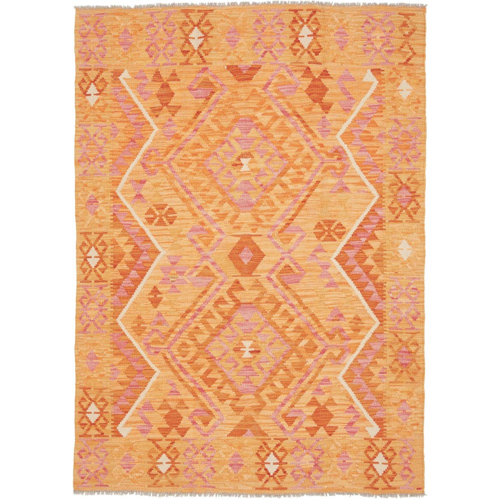 Tappeto Kilim Afghanistan arancione marrone 129x181