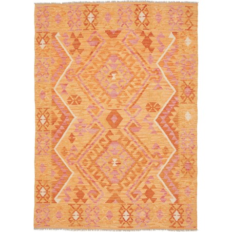Tappeto Kilim Afghanistan arancione marrone 129x181