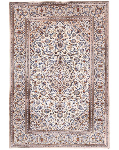 Tappeto Kashan Persia bianco marrone 196x293