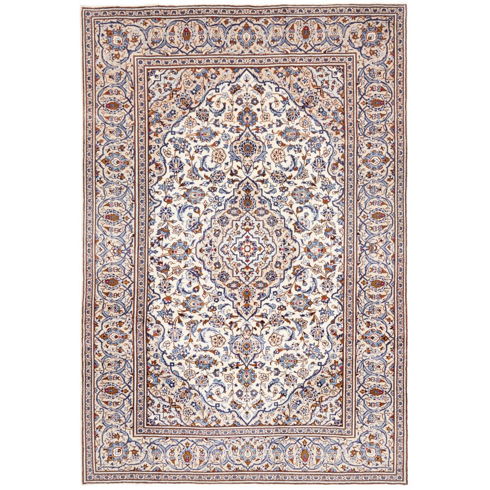 Tappeto Kashan Persia bianco marrone 196x293
