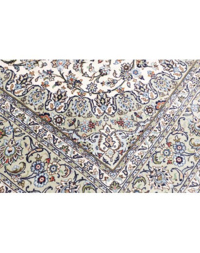 Tappeto Kashan Persia bianco azzurro 196x297