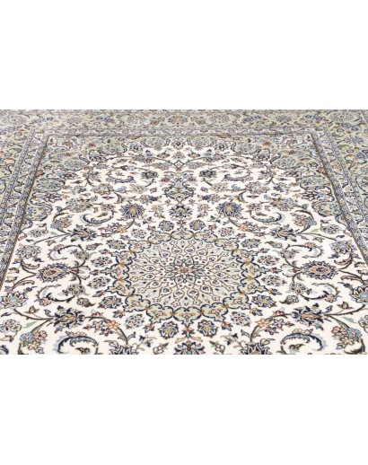 Tappeto Kashan Persia bianco azzurro 196x297