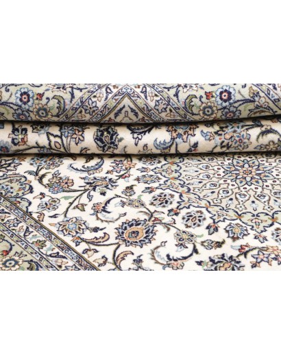 Tappeto Kashan Persia bianco azzurro 196x297