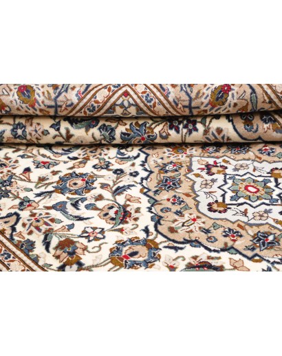 Tappeto Kashan Persia bianco marrone 197x306
