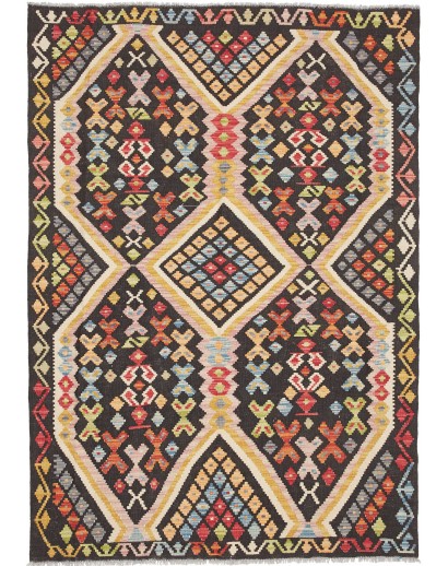 Tappeto Kilim Afghanistan marrone grigio 129x184