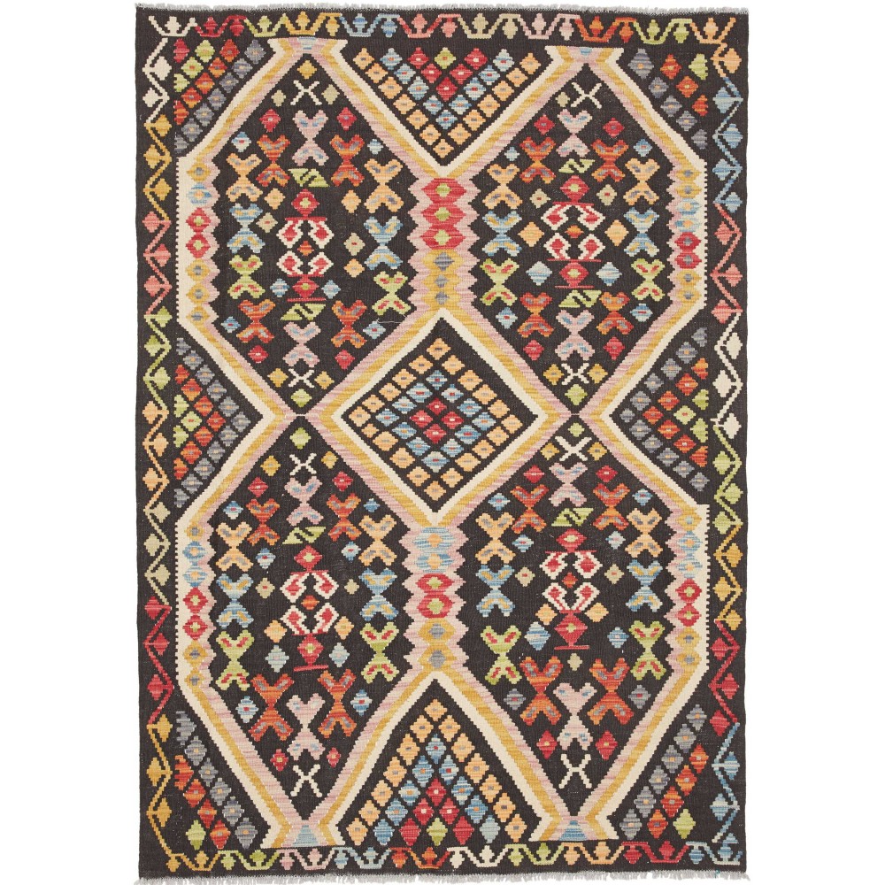 Tappeto Kilim Afghanistan marrone grigio 129x184