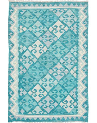 Tappeto Kilim Afghanistan blu bianco 106x161