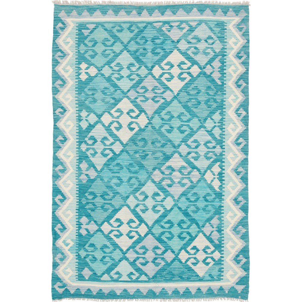 Tappeto Kilim Afghanistan blu bianco 106x161