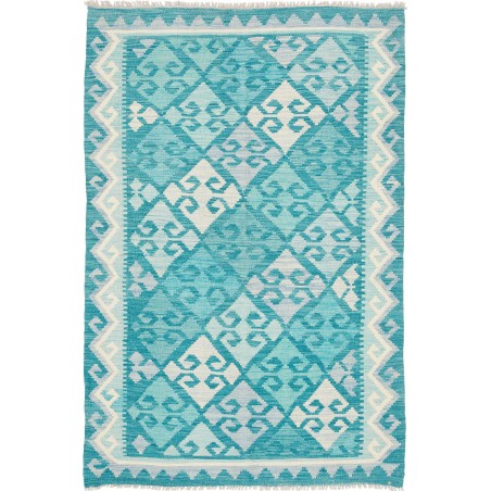 Tappeto Kilim Afghanistan blu bianco 106x161