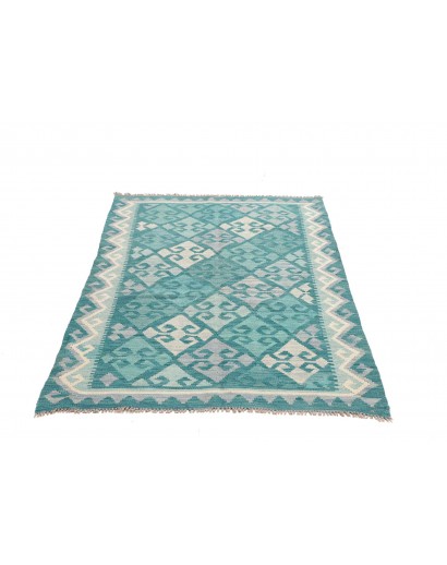 Tappeto Kilim Afghanistan blu bianco 106x161