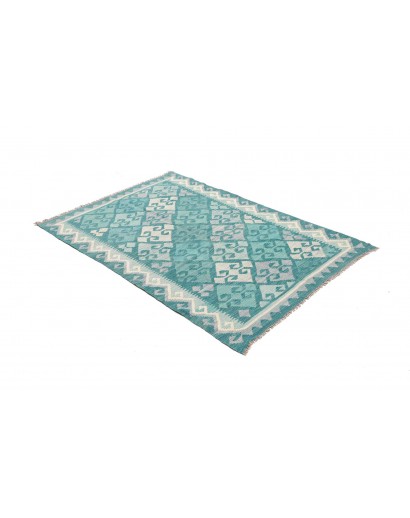 Tappeto Kilim Afghanistan blu bianco 106x161