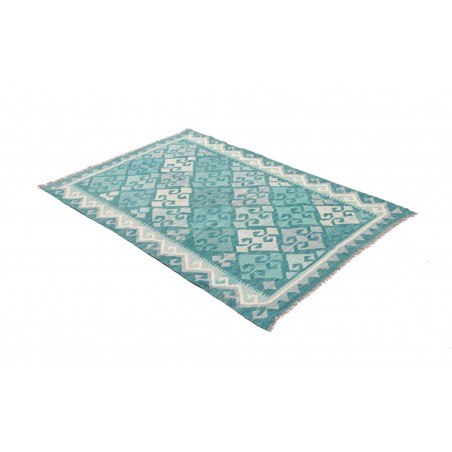 Tappeto Kilim Afghanistan blu bianco 106x161