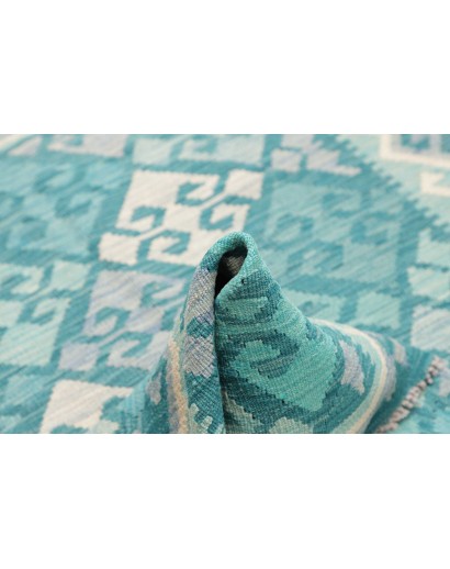 Tappeto Kilim Afghanistan blu bianco 106x161