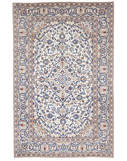 Tappeto Kashan Persia bianco marrone 196x300