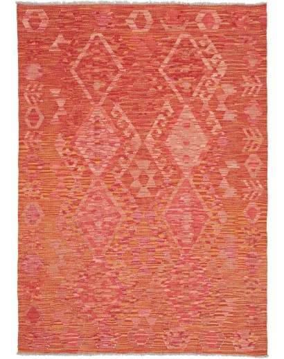 Tappeto Kilim Afghanistan rosso arancione 130x180