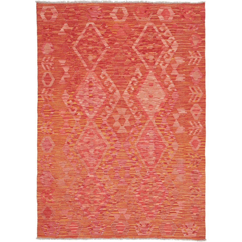 Tappeto Kilim Afghanistan rosso arancione 130x180