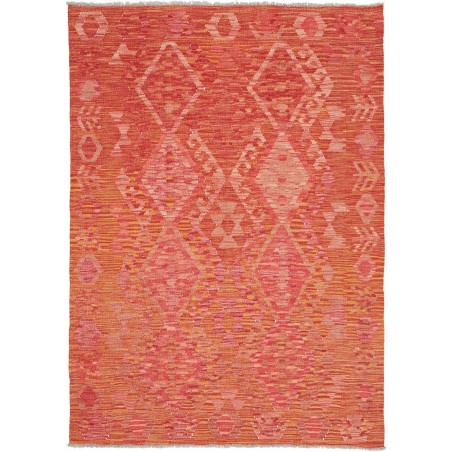 Tappeto Kilim Afghanistan rosso arancione 130x180