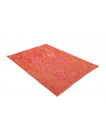 Tappeto Kilim Afghanistan rosso arancione 130x180