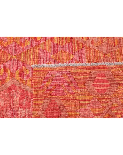 Tappeto Kilim Afghanistan rosso arancione 130x180