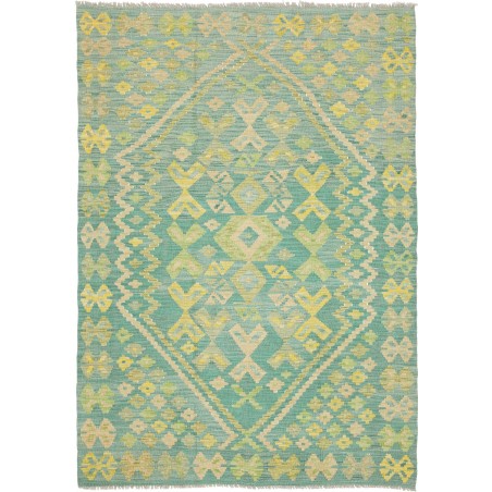 Tappeto Kilim Afghanistan azzurro giallo 128x182