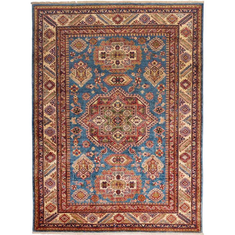 Tappeto Kazak Fine Pakistan azzurro arancione 153x208 Tappeto Kazak Fine Pakistan azzurro arancione 153x208