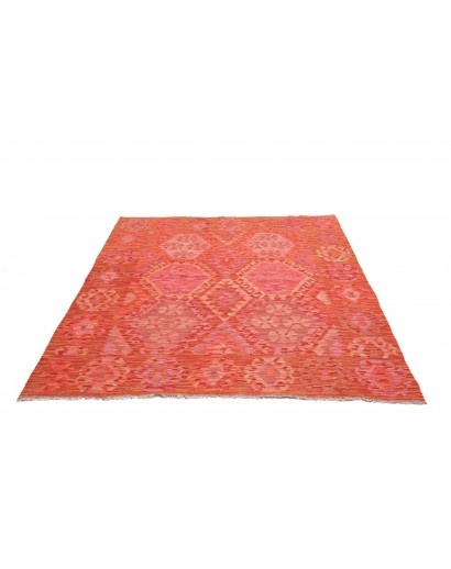 Tappeto Kilim Afghanistan rosso arancione 159x197
