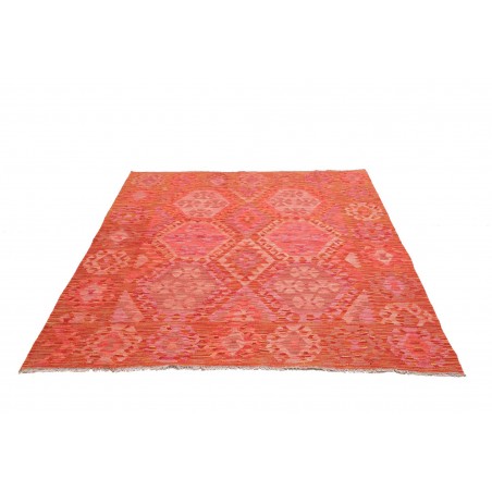Tappeto Kilim Afghanistan rosso arancione 159x197