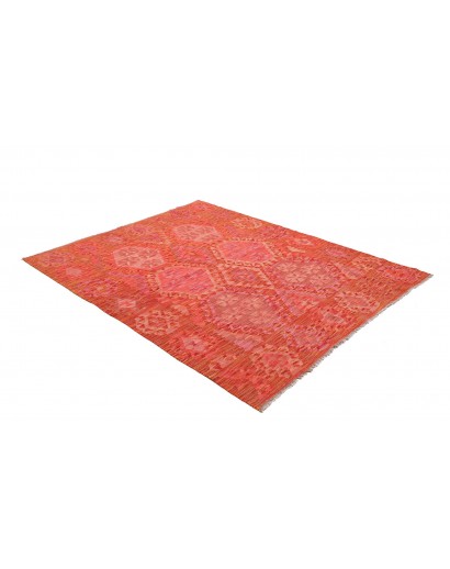 Tappeto Kilim Afghanistan rosso arancione 159x197