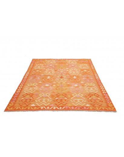 Tappeto Kilim Afghanistan arancione beige 153x201