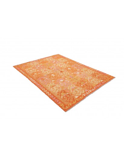 Tappeto Kilim Afghanistan arancione beige 153x201