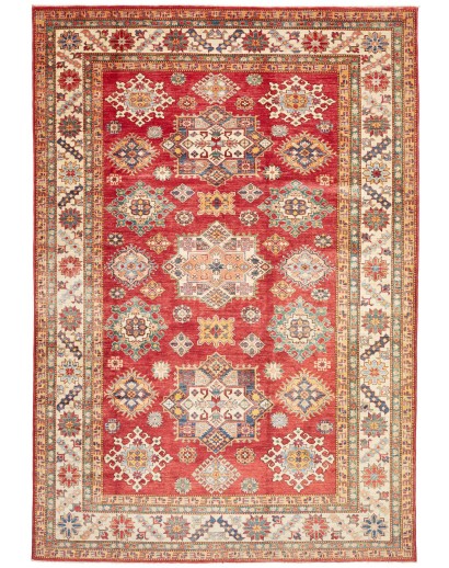 Tappeto Kazak Fine Pakistan marrone bianco 214x311