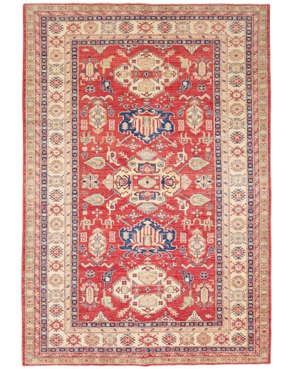 Tappeto Kazak Fine Pakistan marrone grigio 202x290