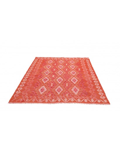 Tappeto Kilim Afghanistan rosso arancione 158x192