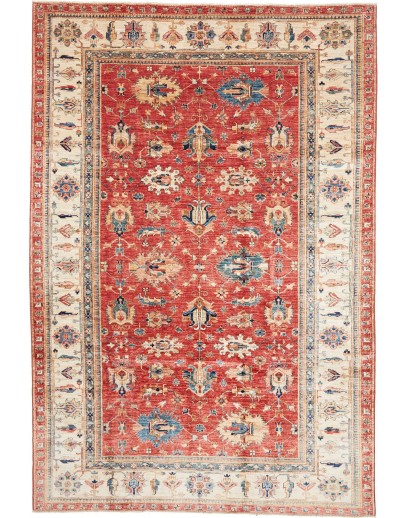 Tappeto Kazak Fine Pakistan marrone grigio 206x304
