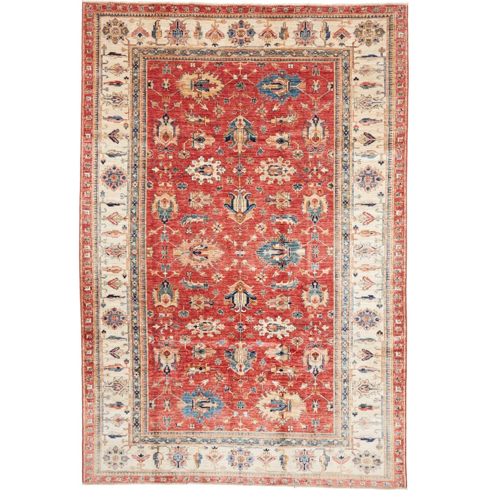 Tappeto Kazak Fine Pakistan marrone grigio 206x304