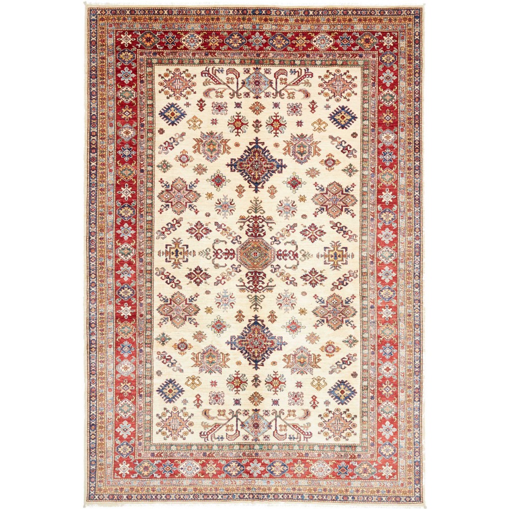 Tappeto Kazak Fine Pakistan giallo bianco 202x297