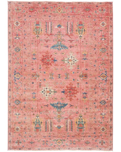 Tappeto Kazak Fine Pakistan arancione azzurro 205x293