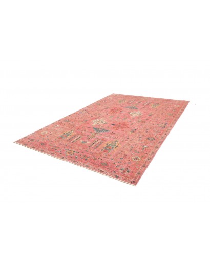 Tappeto Kazak Fine Pakistan arancione azzurro 205x293