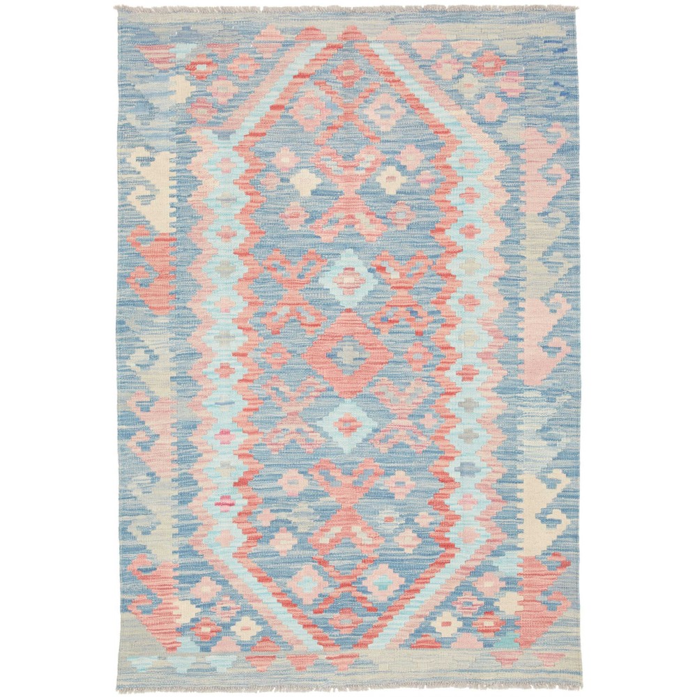 Tappeto Kilim Afghanistan beige azzurro 104x153
