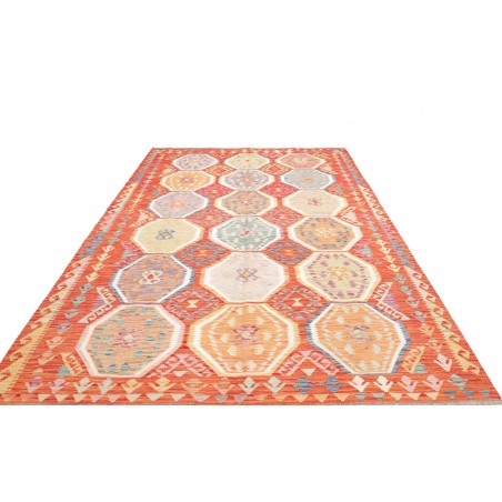 Tappeto Kilim Afghanistan giallo rosso 201x304